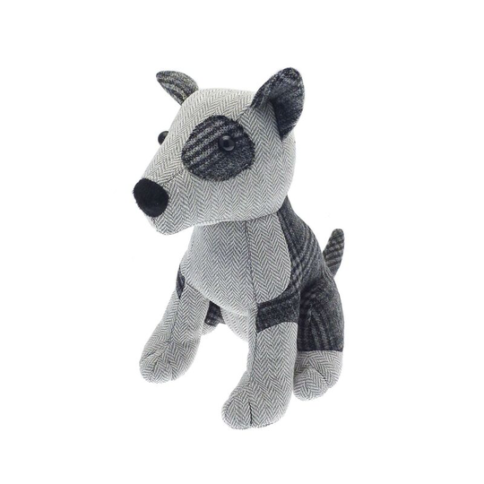 Beamfeature - Dog Door Stop Grey Chequered Novelty Door Stopper 1KG - Grey