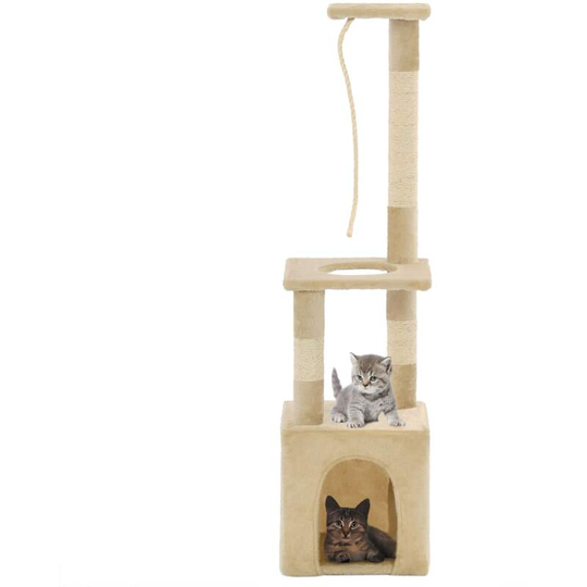 Cat Tree with Sisal Scratching Posts 109 cm Beige VD07160 - Hommoo