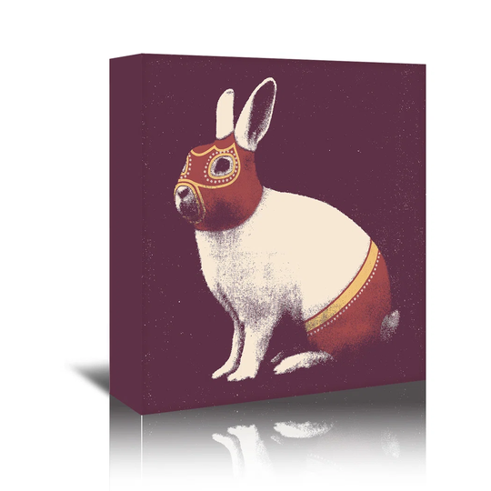 Rabbit Wrestler by Florent Bodart Graphic Art Wrapped on Canvas