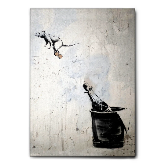 Mouse on Bottle Cap by Banksy - Unframed Painting on Canvas