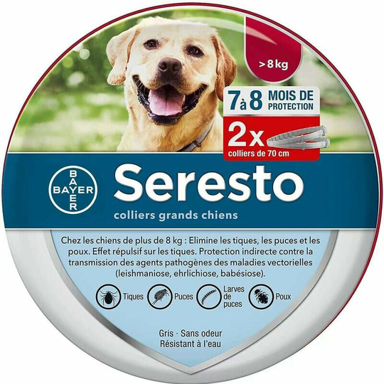 Anti-Flea and Anti-Tick Collars for Large Dogs - Over 8 kg - 2 Collars,