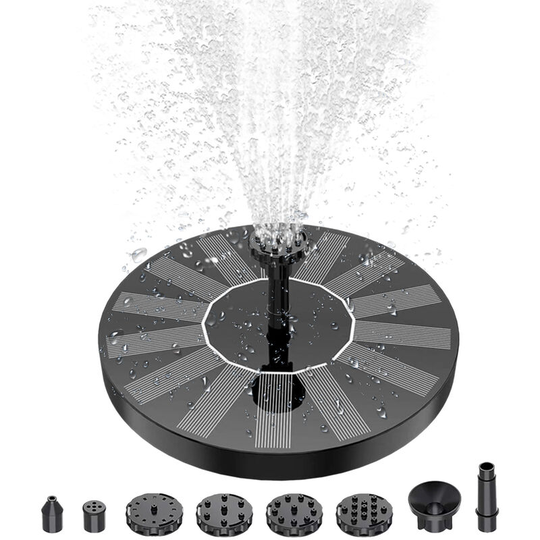 1.4W Solar Fountain Pump with 6 Nozzles Free Standing Water Pump Floating Fountain, Type 2 - Type 2