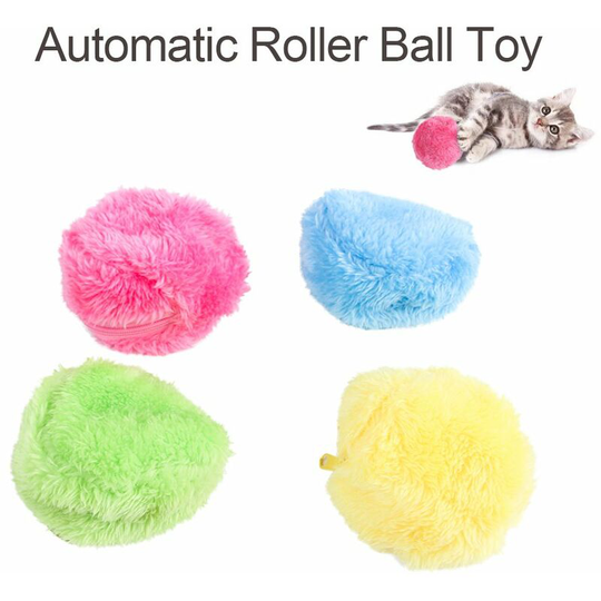 Pet Dog Cat Automatic Roller Ball Toy Dog Plush Toy Motion Activated Ball Pet Interactive Toy with 4 Coral Velvet Covers