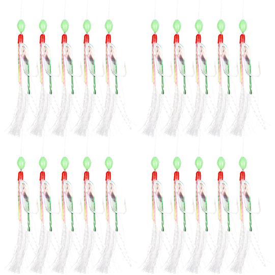 4 Packs/20pcs Mackerel Feather Hooks Sea Boat Fishing Lures Rigs,model: 4 packs