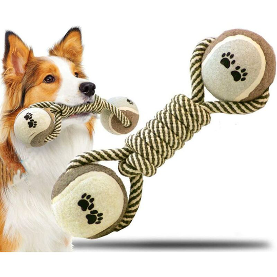 Dog Toys Tennis Ball, Durable Cotton Rope Chew Toys, Beneficial for Dog Dental Health, Interactive Rope Toy for Small/Medium Dog
