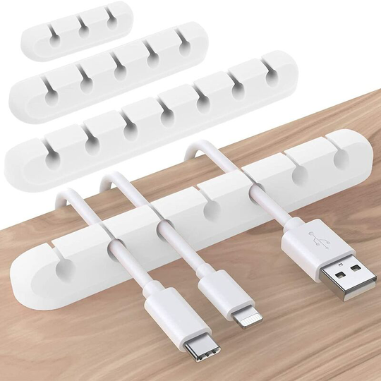 Gift - 3 Clips Cable Organizer Desktop Cable Organizer Used for Cords usb Cable Desktop Cord Storage for Charger Cables Mouse Earphone Phone (White)