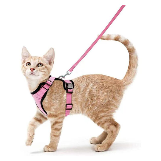 Cat Harness Small Dog Leash Adjustable Kitten Harness Pink xs Reflective Cat Harness Collar Breathable Vest for Rabbit, European Cat, Maine Coon,