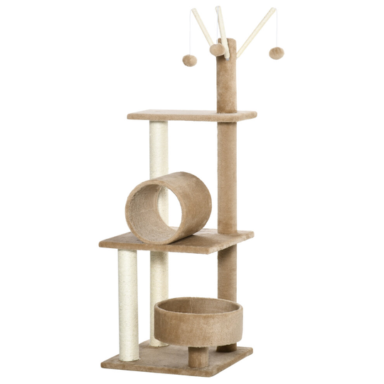 PawHut 1.21m Cat Tree with Sisal Scratching Posts Perch Condo Brown