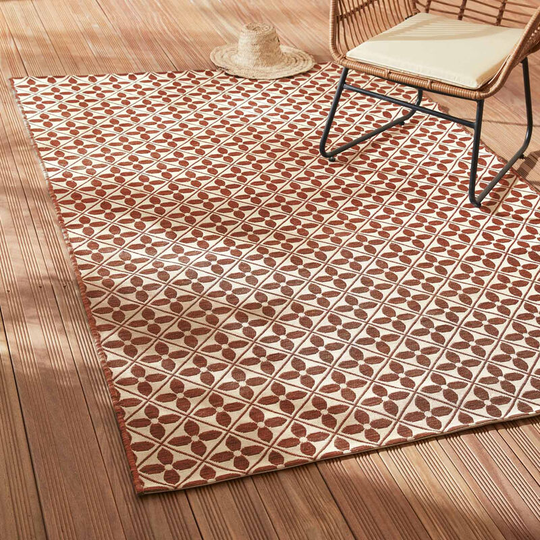 Terracotta tile print outdoor/indoor rug 160 x 230cm, density 1.15 kg/m2, uv treated