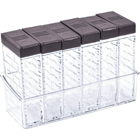 Heguyey - 6 Pack Clear Spice Jars, Plastic Spice Jars with Tray and Double Open Lid, Camping Spice Jar for Cooking and bbq