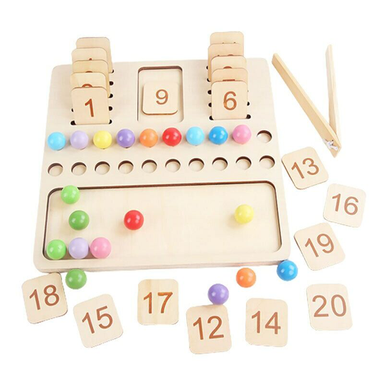 Children's mathematics learning toy education game Montessori wooden counting board beads count children's educational toys