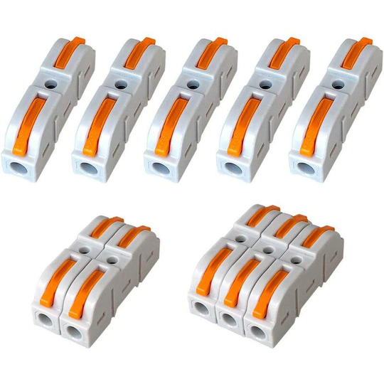 55Pcs Premium SPL-1 Lever-Nut Wire Connector Set, 1 in 1 out 2 Port Conductor Compact Wire Connectors, Compact Connector Spring Terminal Block (Free
