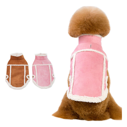 Autumn and winter new pet clothes thickened fleece lambswool dog clothes vest Teddy dog cotton coat m (chest 43', neck 29', back 22' suitable for