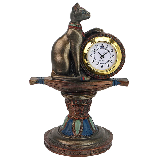 Bastet's Egyptian Altar Timepiece Tabletop Clock