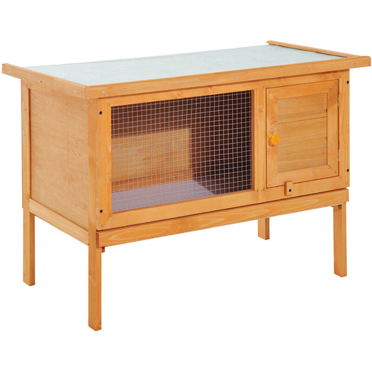 Pawhut - Rabbit Hutch Bunny Cage Guinea Pig Elevated House Wood Outdoor Garden - Natural wood colour