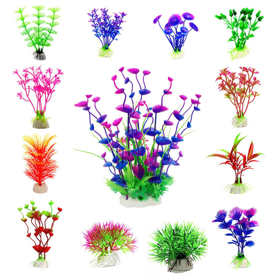 Lifcausal - Artificial Aquatic Plants 13 Pcs Small Aquarium Plants Artificial Fish Tank Decorations,Used for Household and Office Aquarium Simulation