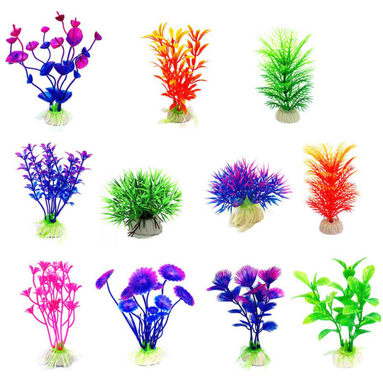 Lifcausal - Artificial Aquatic Plants 11 Pcs Small Aquarium Plants Artificial Fish Tank Decorations,Used for Household and Office Aquarium Simulation