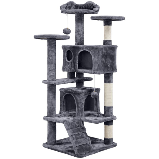 54.5'H Cat Tree Tower for Kittens & Small/Medium Cats, Dark Gray - dark gray - Yaheetech