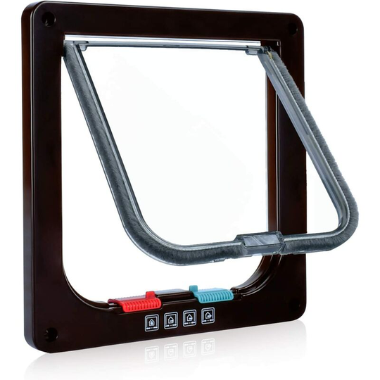 Cat Flap, 4 Way Manual Lock, Energy Saving, Weatherstripping, Convenient, Small Dog, Easy to Install and Use, Upgraded Version Brown l - Langray