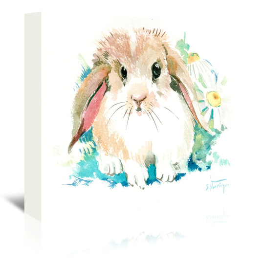"Suren Bunny Flower" Painting Print on Wrapped Canvas