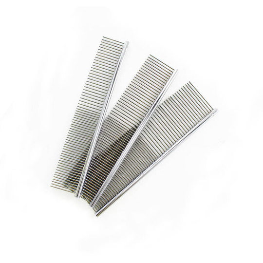 Set of 3 Stainless Steel Pet Grooming Comb, Combing Tool Poodle Comb Professional Butter Comb Cat and Dog Grooming Comb, Silver(17*2.9cm, 19*3.3cm