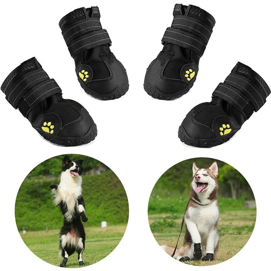 Protective Dog Boots, Waterproof Dog Shoes with Adjustable Reflective Straps for Medium and Large Size (4#)