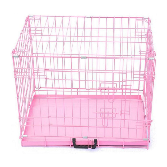 (36inch, Pink ) Dog Crate Lockable Puppy Cage with Folding Design