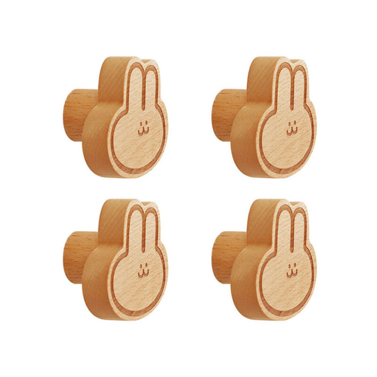 4pcs cartoon wooden hooks house rabbit punchless clothing hook door behind the wall clothing hook