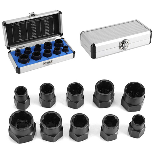 11pcs Nut Extractor Kit Screw Extractor Damaged Bolt Remover Broken Stud Spanner with Storage Case