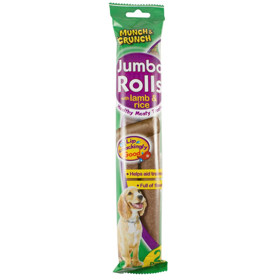 Jumbo Rolls Dog Treats (Pack Of 2) (Pack Of 2) (Lamb) - Lamb - Munch&crunch