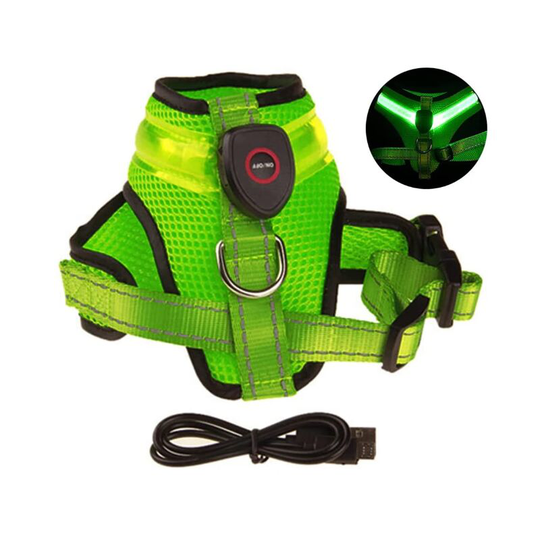 Sun Flowergb - led Dog Harness, usb Rechargeable Dog Vest Luminous + Reflective Design, Adjustable Dog Safety Harness with Padded, Lightweight Collar