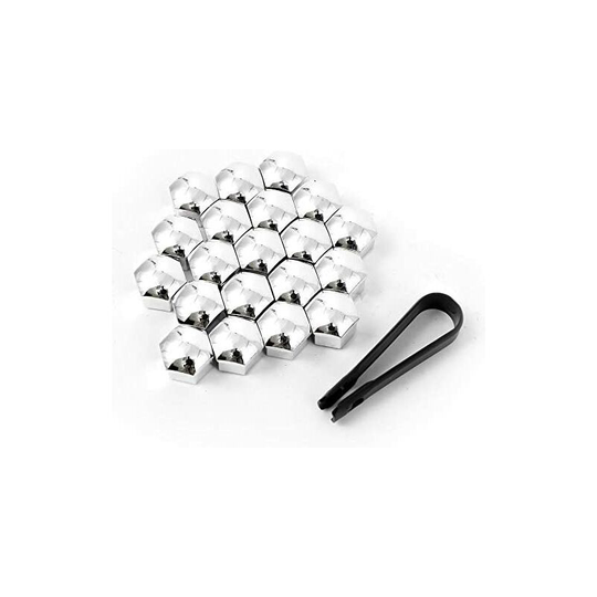 20x Hexagonal Protection Caps for Universal Wheel Nuts 17MM Chrome Thsinde