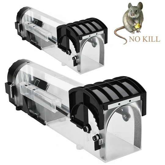 2 Pack Humane Mouse Trap for Indoors Outdoors - Live Catch Release - Highly Sensitive and Secure - Pet and Child Safe - Reusable - Easy to Clean