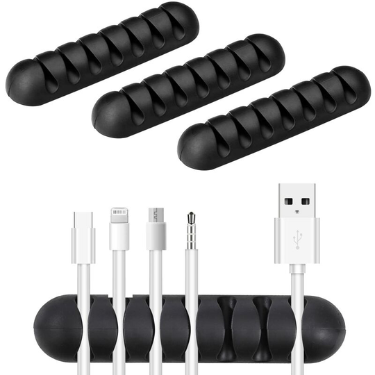 Betterlifegb - Silicone Adhesive Cable Clips Cable Management Multifunction Cables Organizer for Office Home usb Cable tv pc Laptop, 4 Pieces Black,
