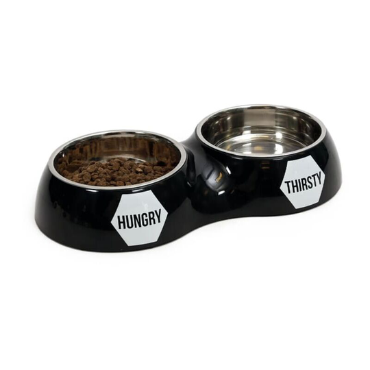 Double Feeding/Drinking Bowl l 2 x 750ml Black 51degrees North Black