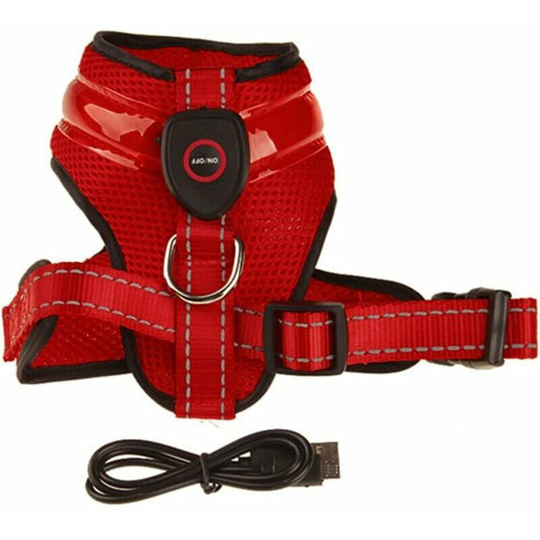 Qersta - Light Up Dog Harness, led Anti-Pull Dog Puppy Harness with usb Rechargeable - Adjustable Reflective Dog Harness for Dogs(3 Light Modes)