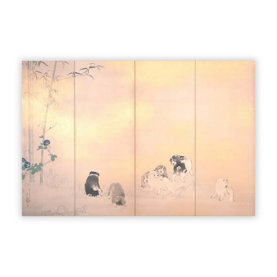 'Puppies' by Takeuchi Seiho - Unframed Painting Print on Paper