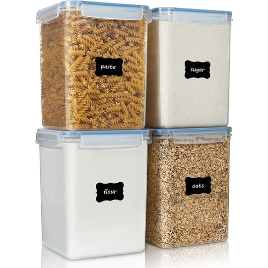 Briday - Large Food Storage Containers 5.2L / 176oz, 4 Pieces bpa Free Plastic Airtight Food Storage Canisters for Flour, Sugar, Baking Supplies,