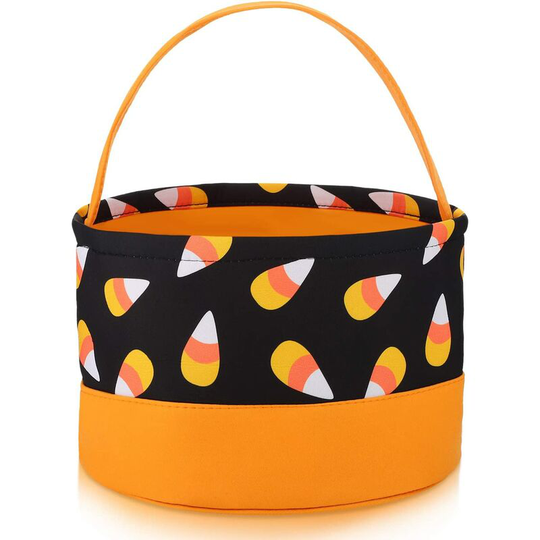 Halloween Trick or Treat Bags Halloween Candy Buckets Tote Bags Orange Black with Candy Corn Halloween Party Favor Bags for Halloween Supplies