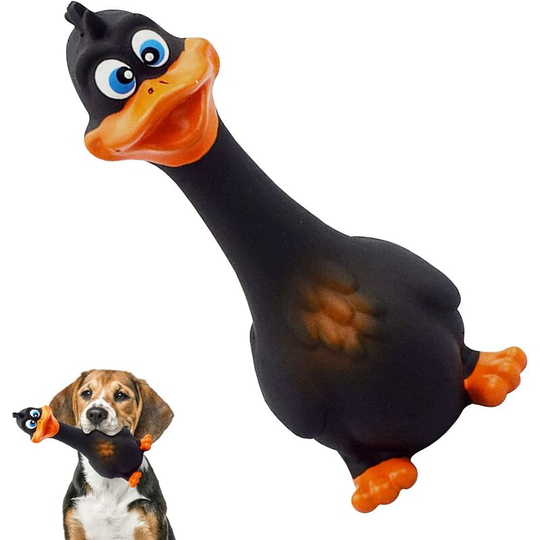 Dog Toys, Squeaker Toys for Dogs, Interactive Latex Toys, Soft Rubber Chew Toys for Small, Medium and Large Dogs (Black Duck)
