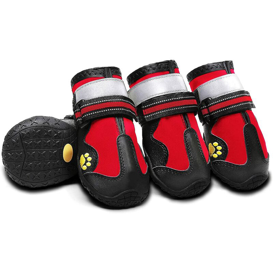 Dog Boots for Warm Pavement Waterproof Shoes for Small, Medium and Large Dogs Non-Slip Puppy Booties Paw Protector with Reflective Straps 4PCS,Size