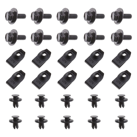 Car Engine Cover Bolts Fixed Clamp Nuts & Plastic Clips for Nissan Qashqai 30pcs
