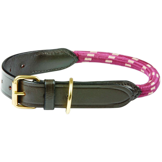Rope Leather Dog Collar (s) (Burgundy/Brown) - Burgundy/Brown - Weatherbeeta