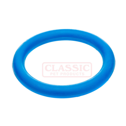 Blue Large Solid Strong Tough Hard Rubber Dog Treat Ring Fetch Toys