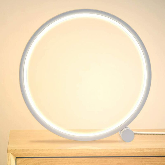 Echoo - Led Bedside Lamp Dimmable Touch Table Lamp,3 Colors 10 Brightness Modern Circular Design, Metal Mate