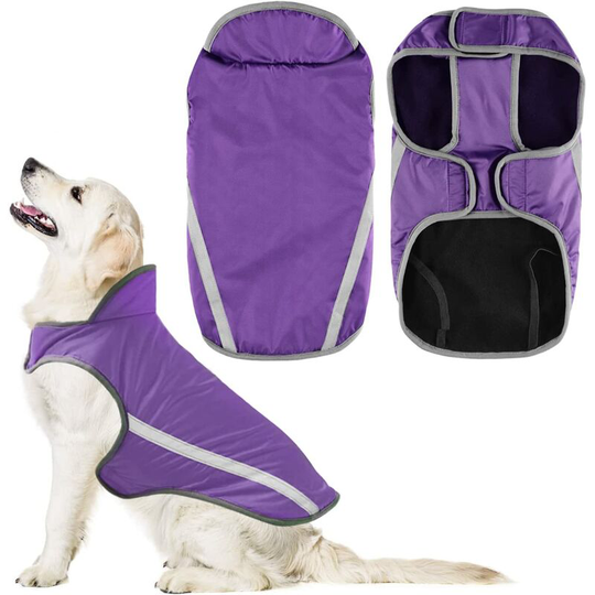 Waterproof Dog Coat, Reflective Strap Warm Pet Vest Windproof Dog Vest Hooded Pet Clothes for Small Medium Dogs