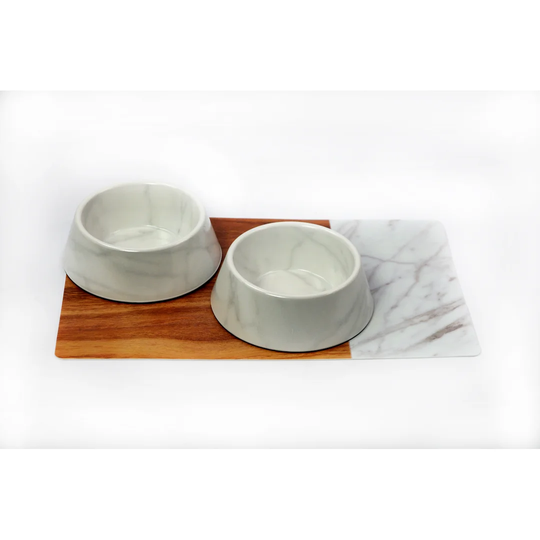 Mila Marbel Effect Pet 4 Piece Bowl Set