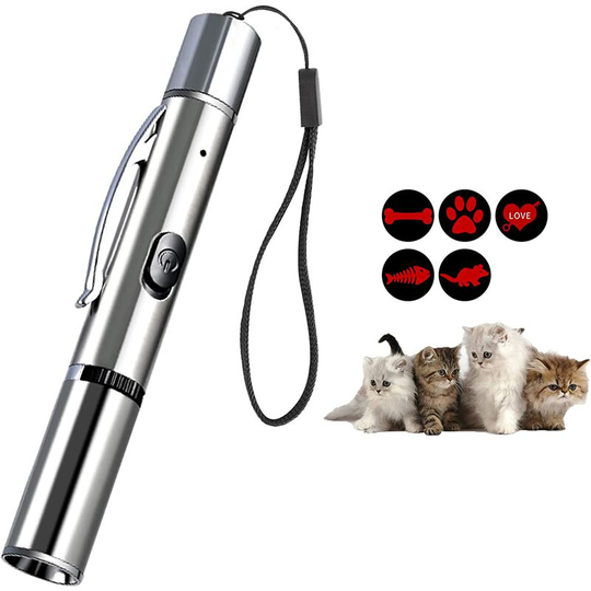 1 Piece Interactive Cat Toy,Interactive Cat Toy with led Light,5 in 1 Adjustable Pattern for Cat Training Tool Interactive Toys - usb Rechargeable