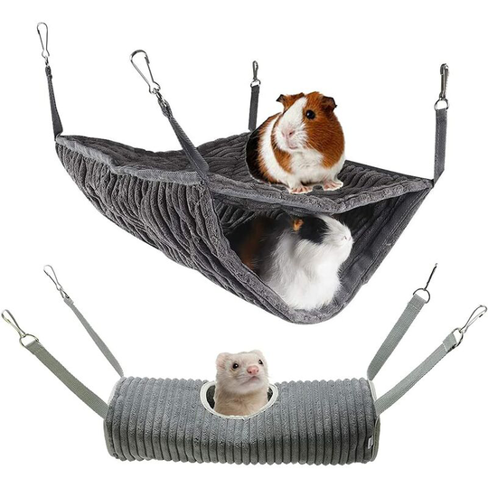 Betterlifegb - Small Animal Hammock, Betterlife Ferret Bed, Hammock and Tunnel Cage for Rat, Hamster, Squirrel, Sugar Glider, Guinea Pig Accessories,