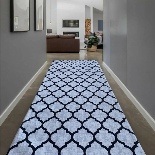 Kasandra Geometric Machine Woven Grey Black Area Rug